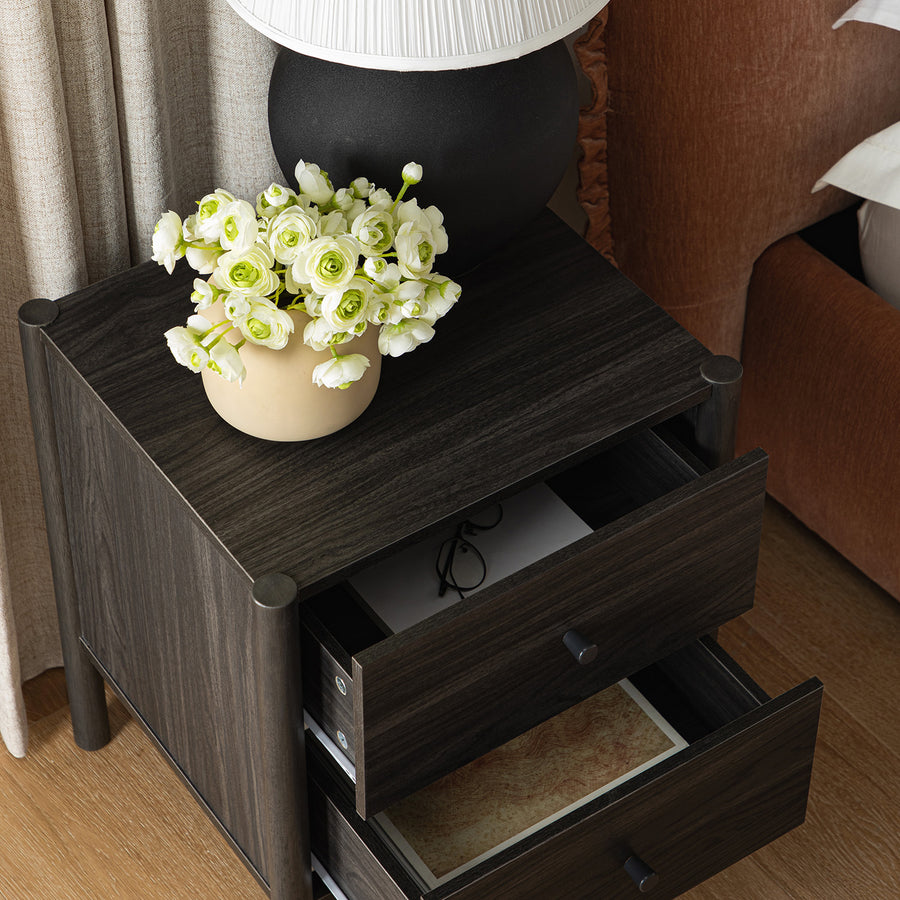 Linden 2-Drawer Bedside Table, Ebony - daals