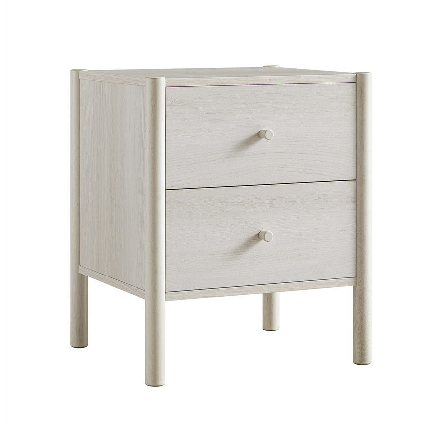 Linden 2-Drawer Bedside Table, White Washed