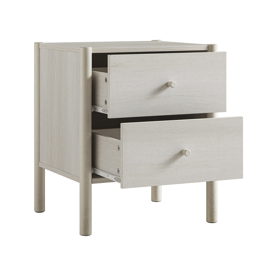 Linden 2-Drawer Bedside Table, White Washed