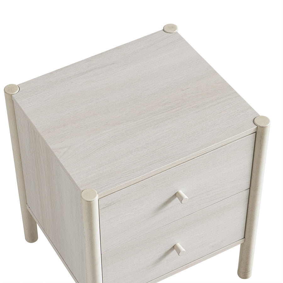 Linden 2-Drawer Bedside Table, White Washed