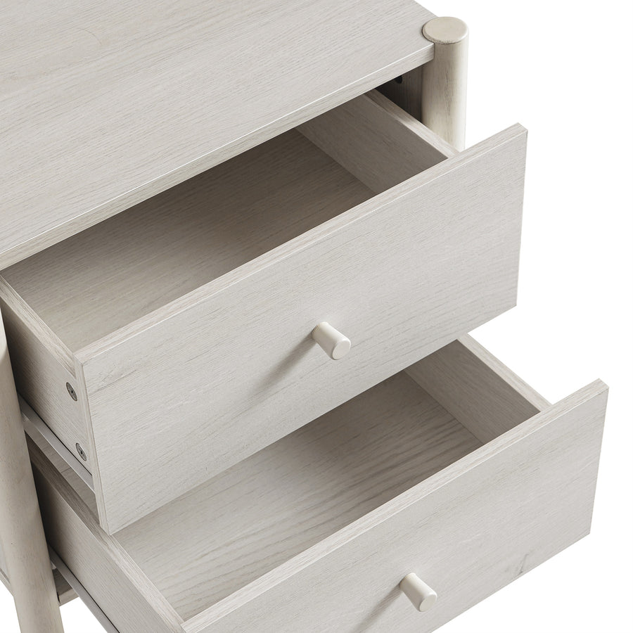 Linden 2-Drawer Bedside Table, White Washed