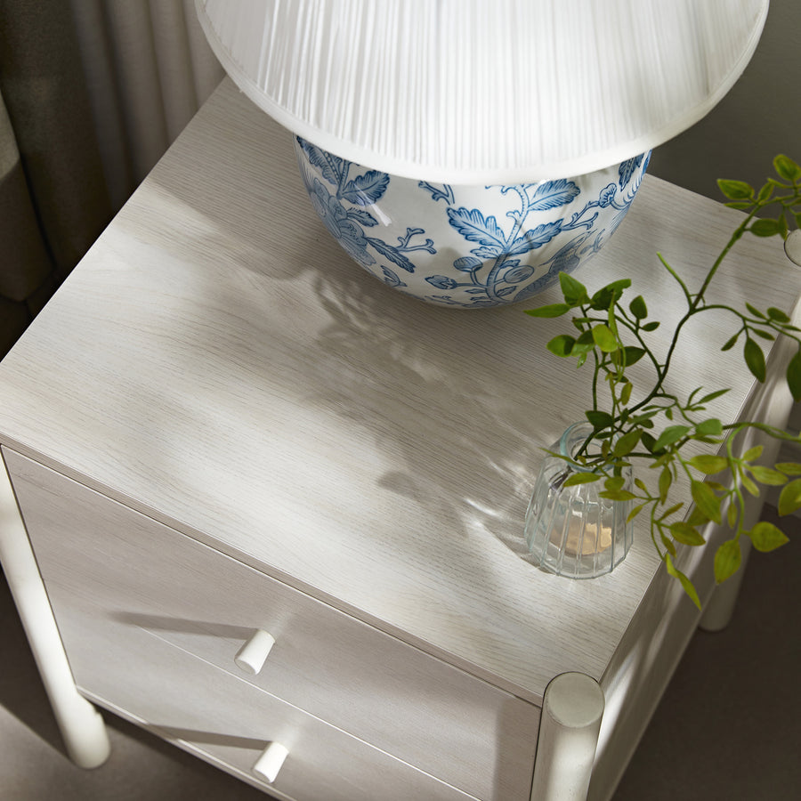 Linden 2-Drawer Bedside Table, White Washed