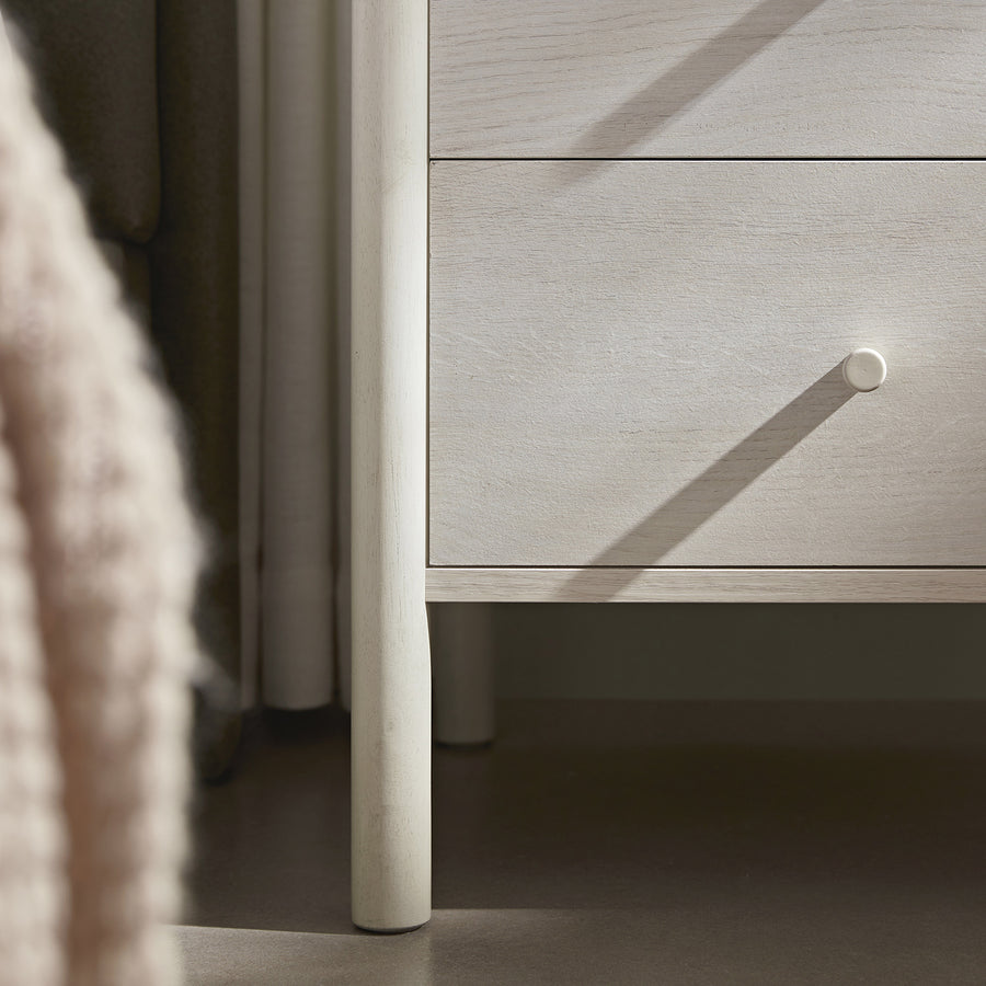 Linden 2-Drawer Bedside Table, White Washed