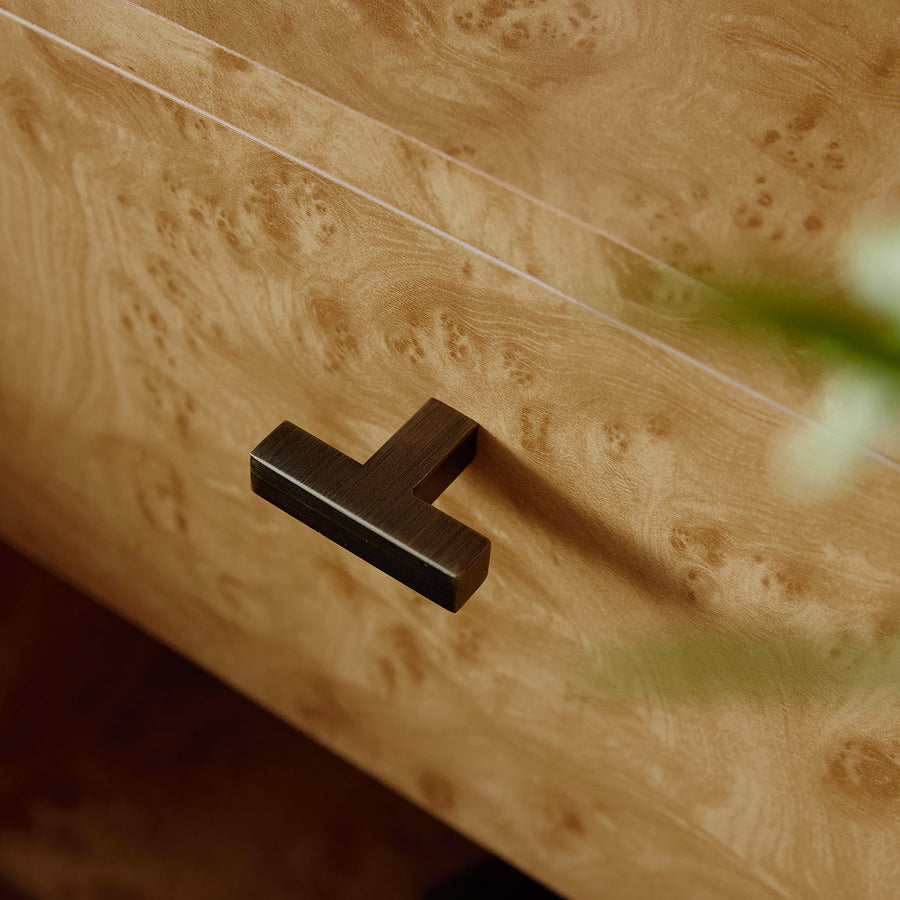 Marcel 1-Drawer Bedside Table, Natural Burlwood