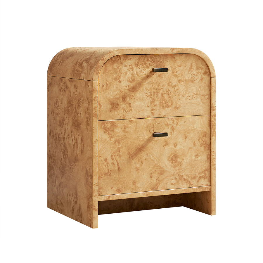 Marcel 2-Drawer Bedside Table, Natural Burlwood