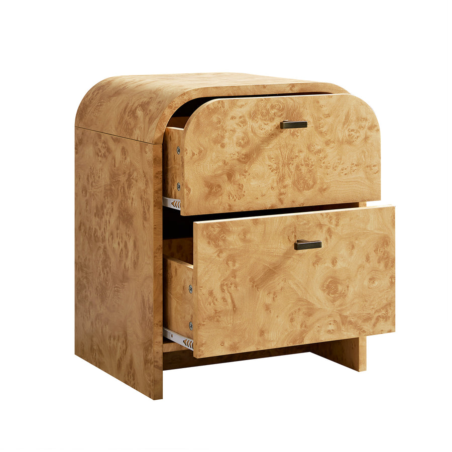 Marcel 2-Drawer Bedside Table, Natural Burlwood