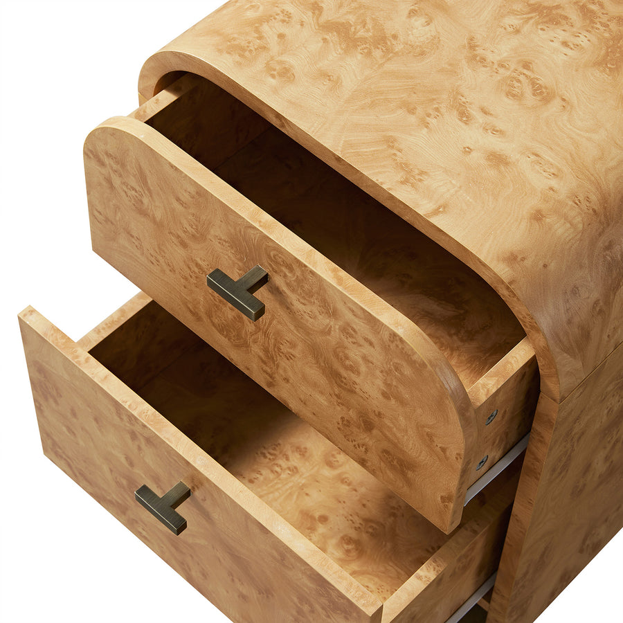 Marcel 2-Drawer Bedside Table, Natural Burlwood