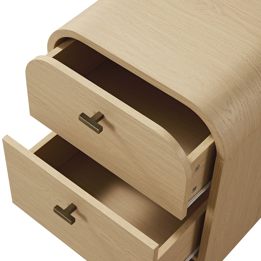 Marcel 2-Drawer Bedside Table, Light Oak
