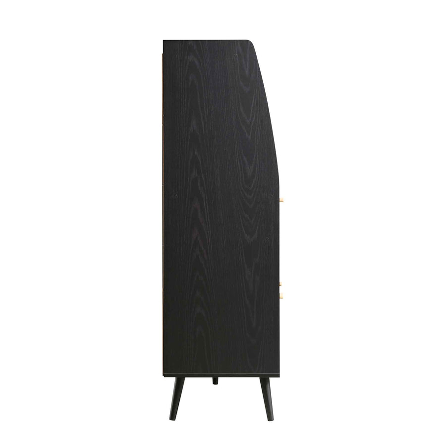 Frances Woven Rattan Kitchen Cabinet, Black