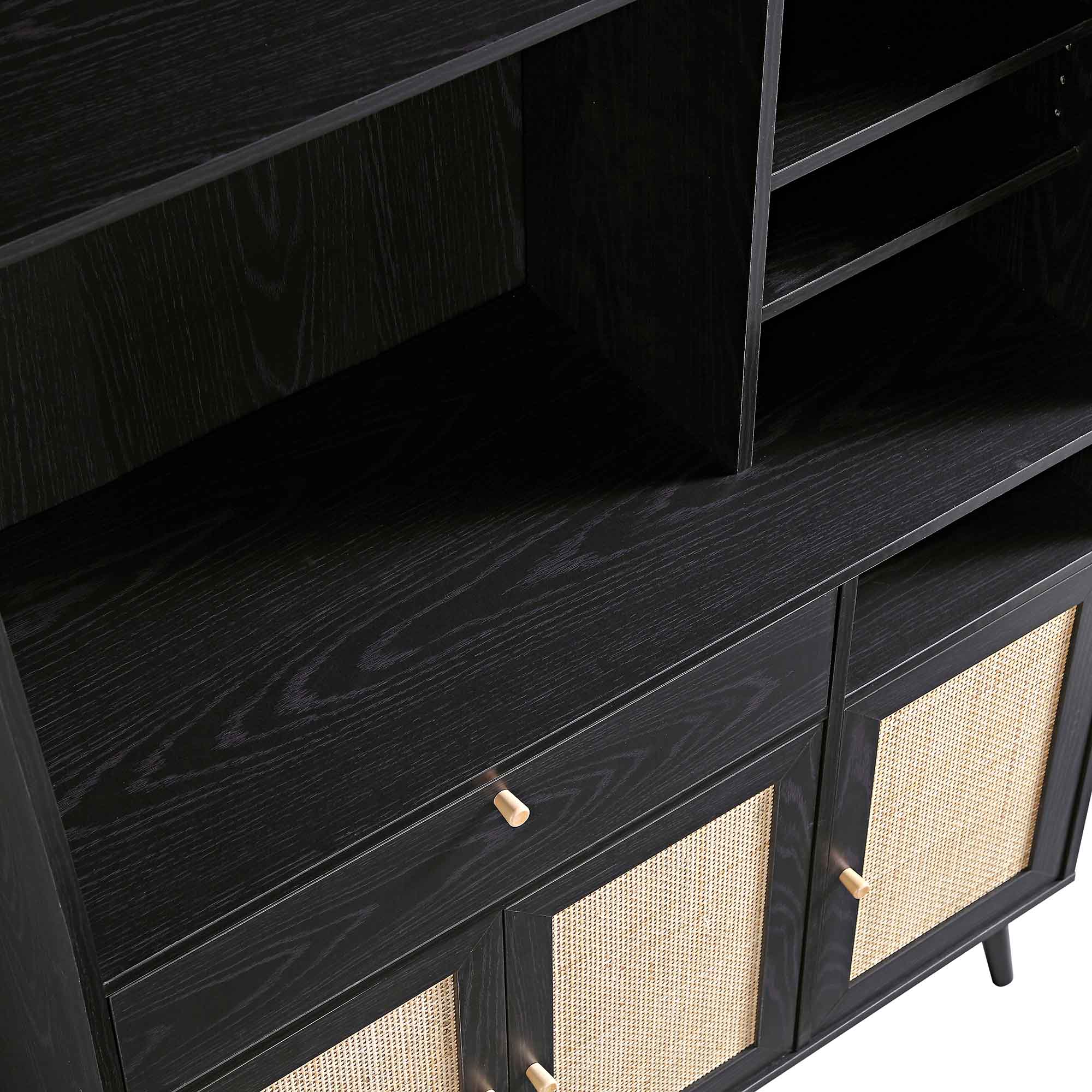 Ratten Rug Kitchen Frances Woven Rattan Kitchen Cabinet, Black | daals