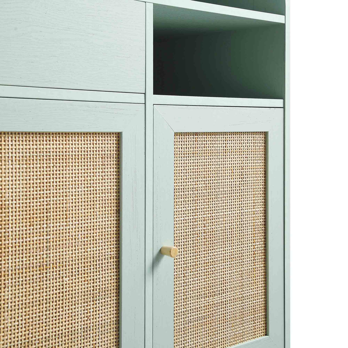 Ratten Rug Kitchen Frances Woven Rattan Kitchen Cabinet, Mint | daals