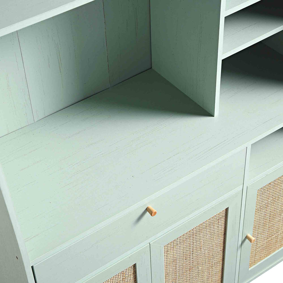 Frances Woven Rattan Kitchen Cabinet, Mint