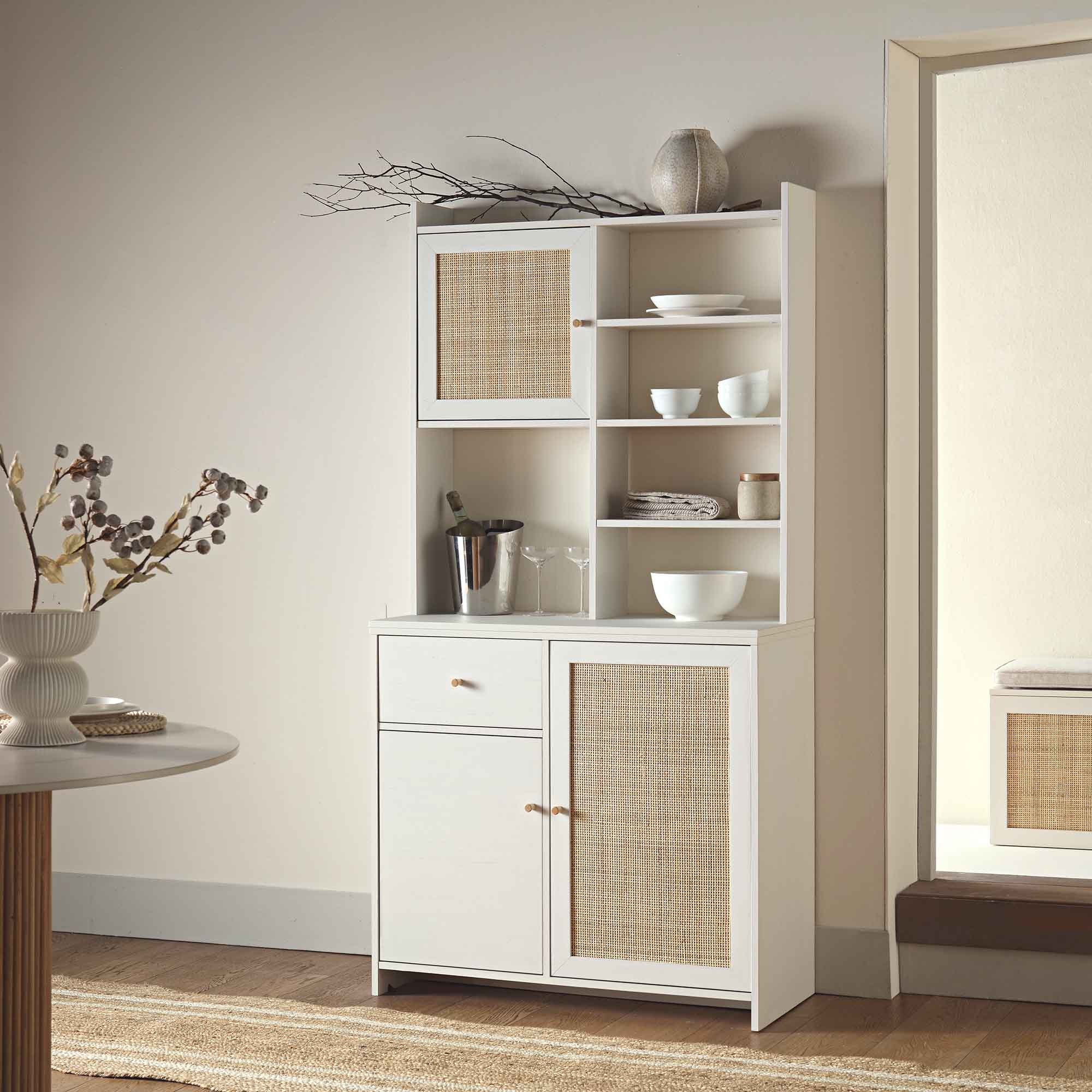Frances Woven Rattan Dresser, White | daals