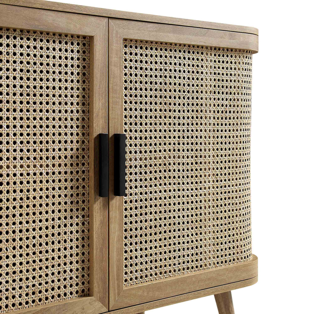 Izzy Curved Rattan 2-Door Small Sideboard, Natural | daals