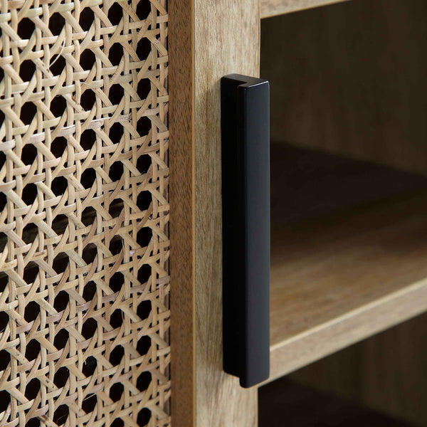 Izzy Curved Rattan 2-Door Buffet Sideboard, Natural