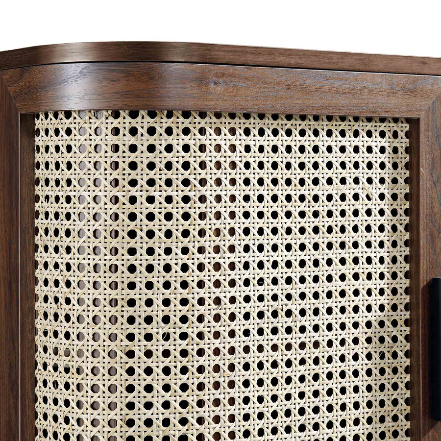 Izzy Curved Rattan 2-Door Buffet Sideboard, Walnut