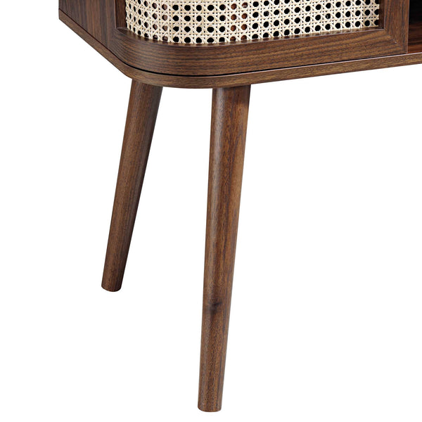 Izzy Curved Rattan 2-Door Buffet Sideboard, Walnut