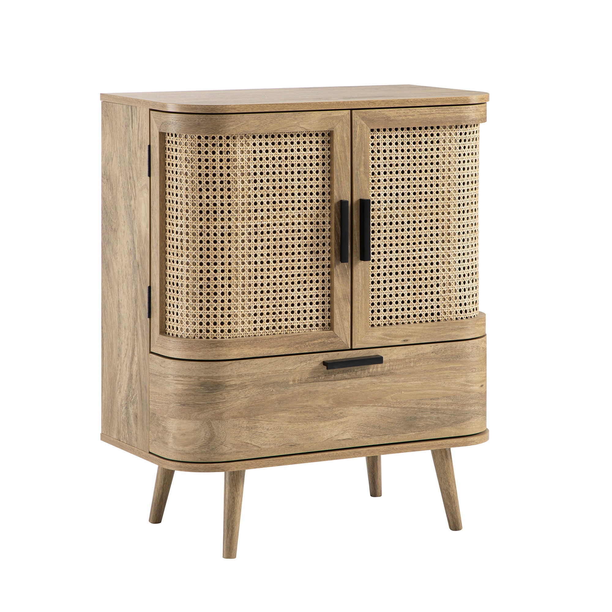 Izzy Curved Rattan 1-Drawer Small Sideboard, Natural | daals
