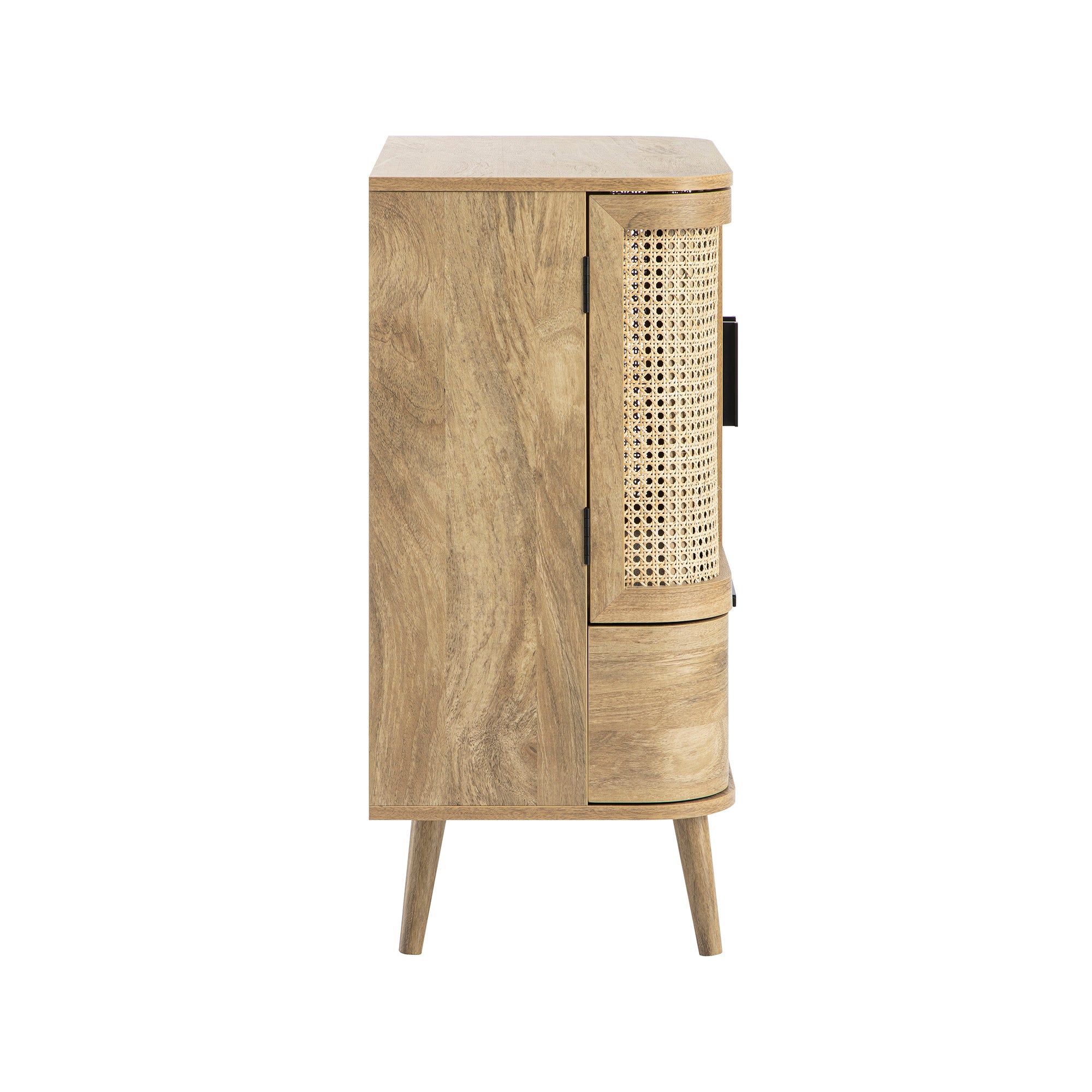 Izzy Curved Rattan 1-Drawer Small Sideboard, Natural | daals