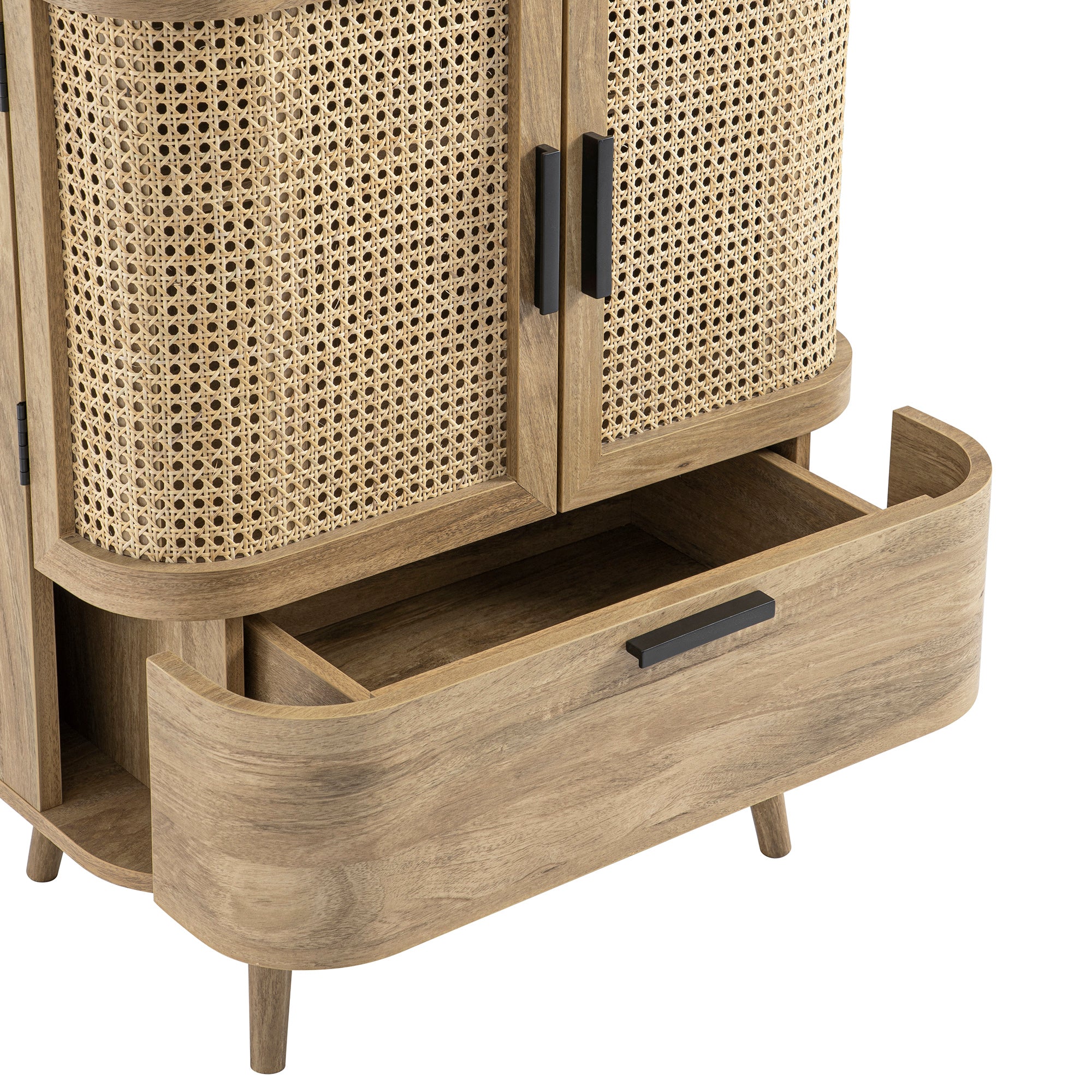 Izzy Curved Rattan 1-Drawer Small Sideboard, Natural | daals
