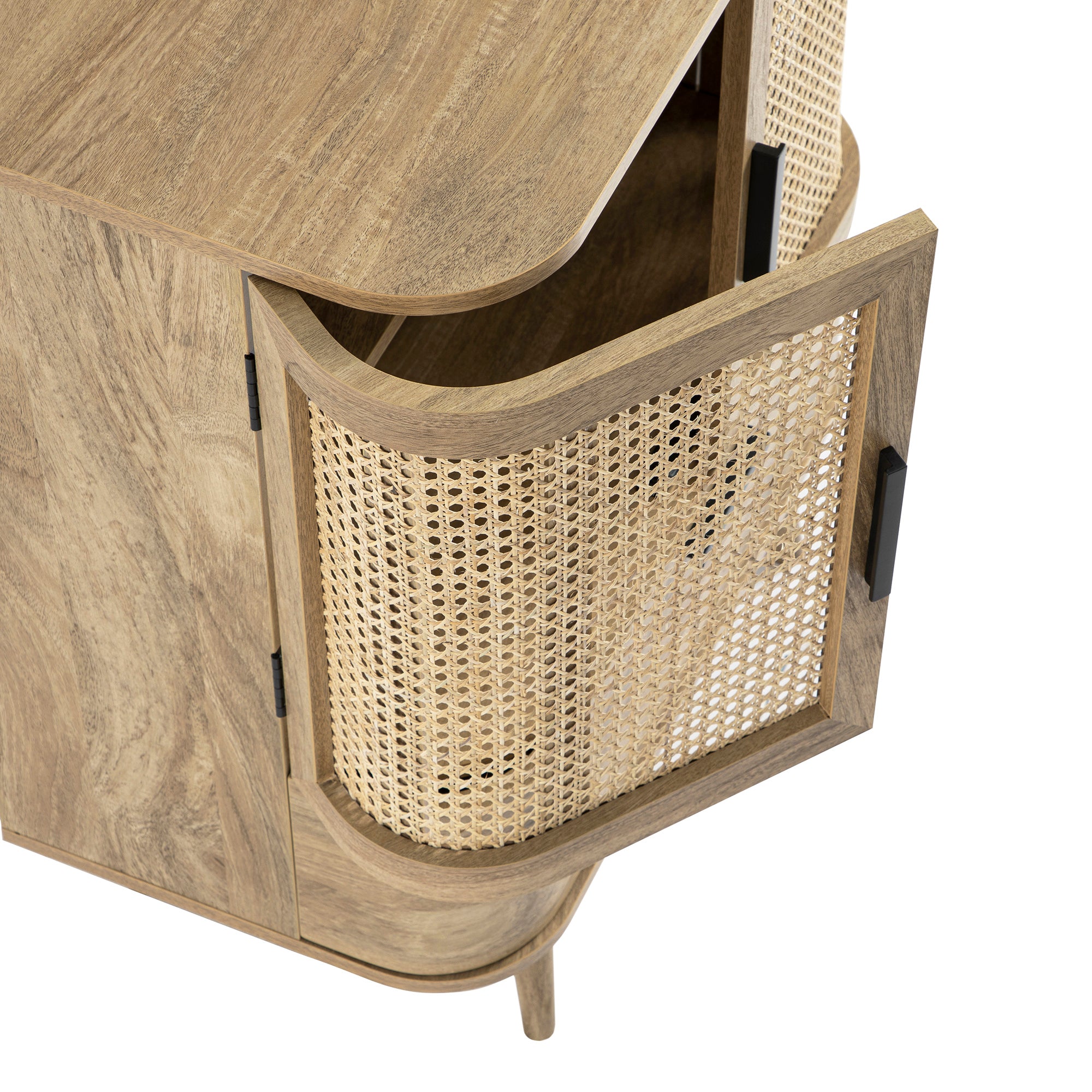 Izzy Curved Rattan 1-Drawer Small Sideboard, Natural | daals