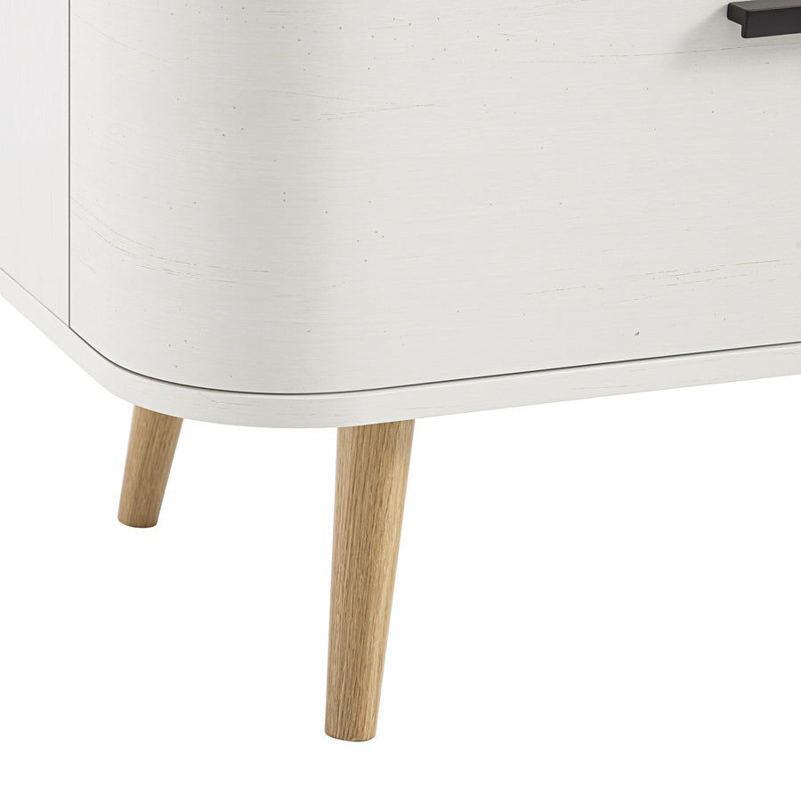 Izzy Curved Rattan 1-Drawer Small Sideboard, White