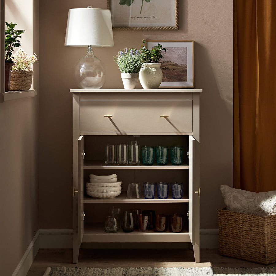 Oakham Small Sideboard with Drawer, Deep Greige