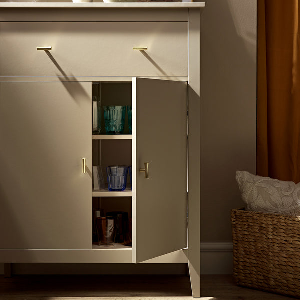 Oakham Small Sideboard with Drawer, Deep Greige - daals