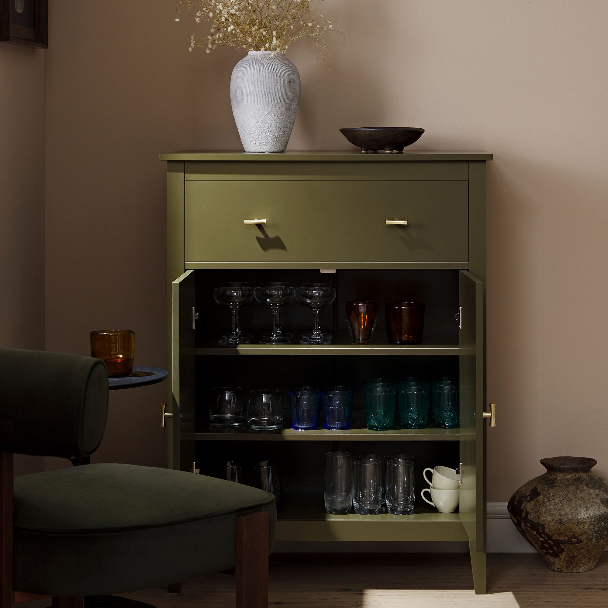 Oakham Small Sideboard with Drawer, Olive Grove