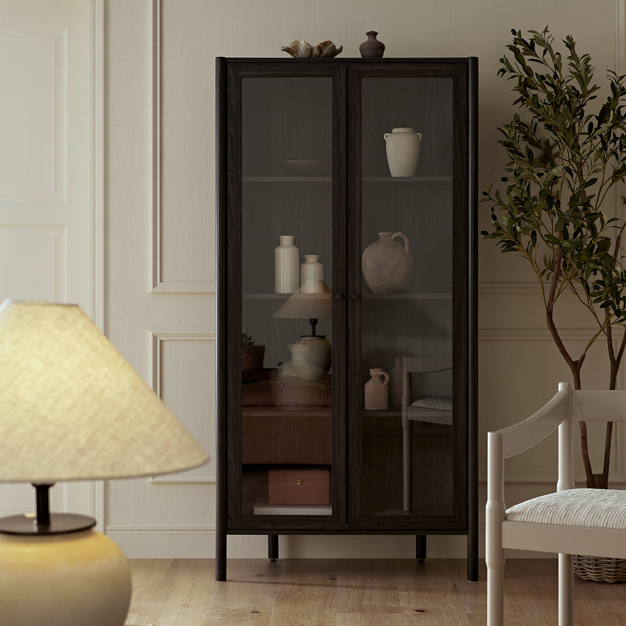 Linden Tall Display Cabinet, Ebony