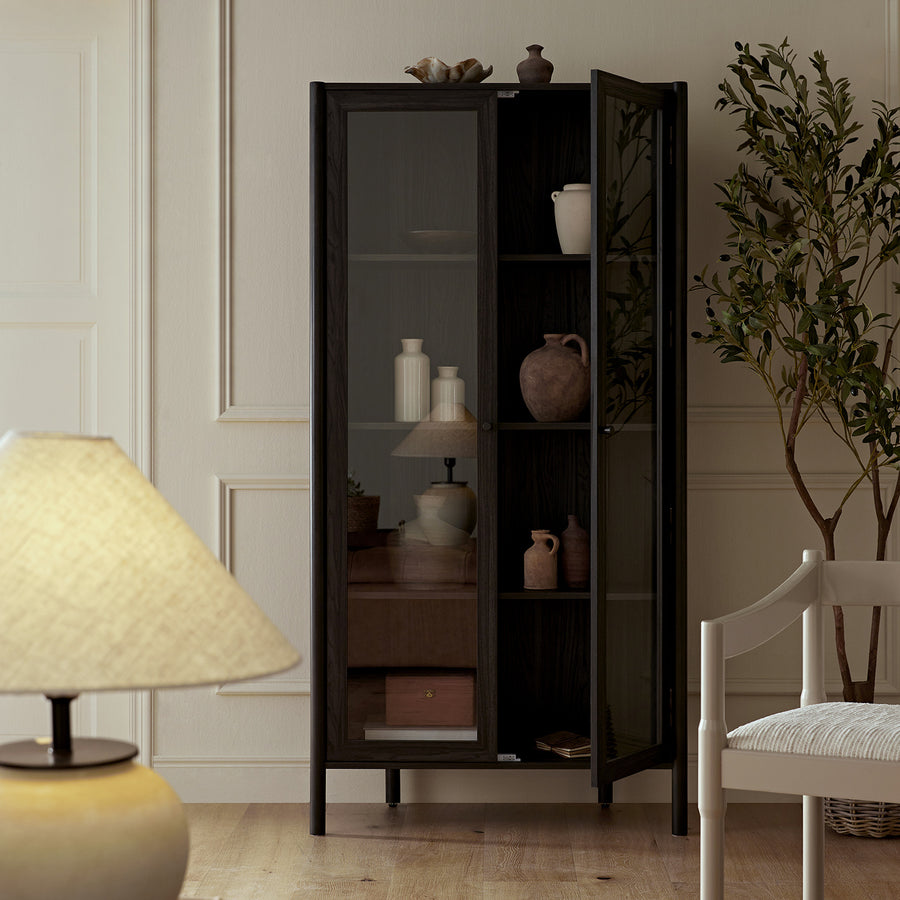 Linden Tall Display Cabinet, Ebony