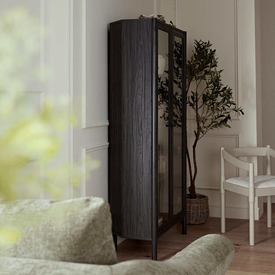 Linden Tall Display Cabinet, Ebony