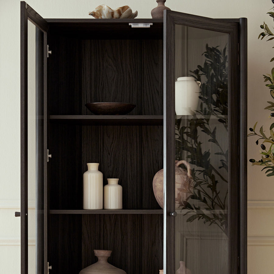 Linden Tall Display Cabinet, Ebony