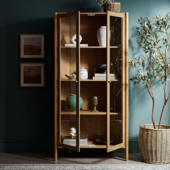 Linden Tall Display Cabinet, Natural