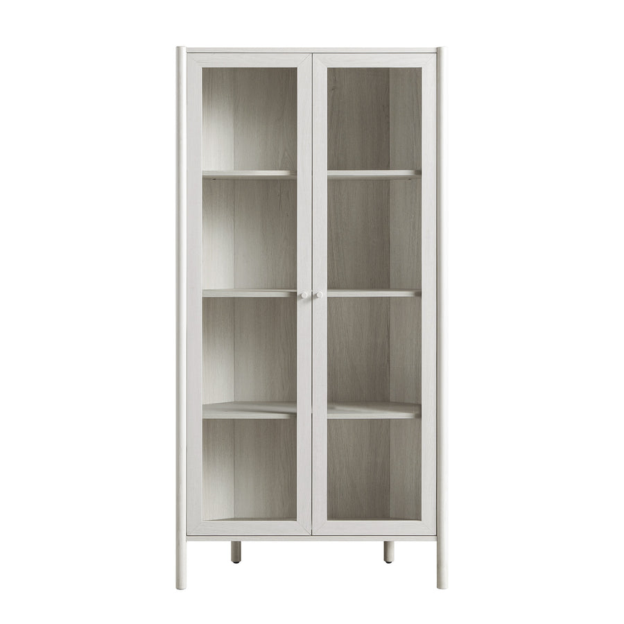 Linden Tall Display Cabinet, White Washed