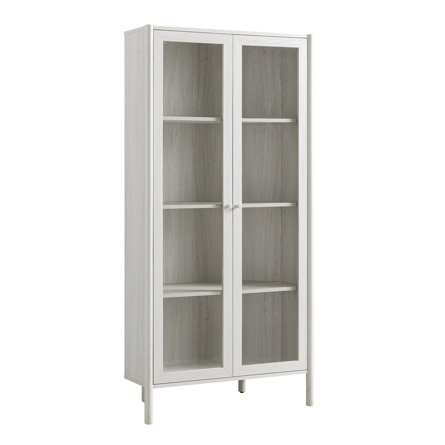 Linden Tall Display Cabinet, White Washed
