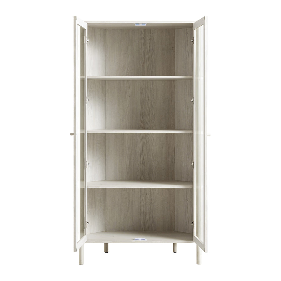 Linden Tall Display Cabinet, White Washed