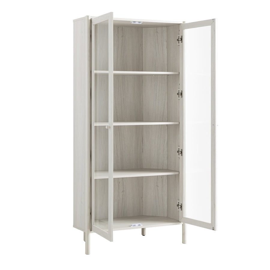 Linden Tall Display Cabinet, White Washed