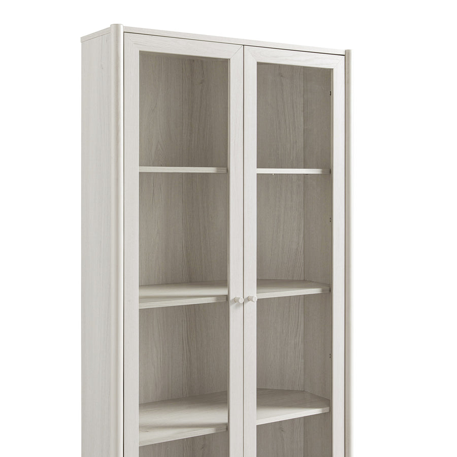 Linden Tall Display Cabinet, White Washed