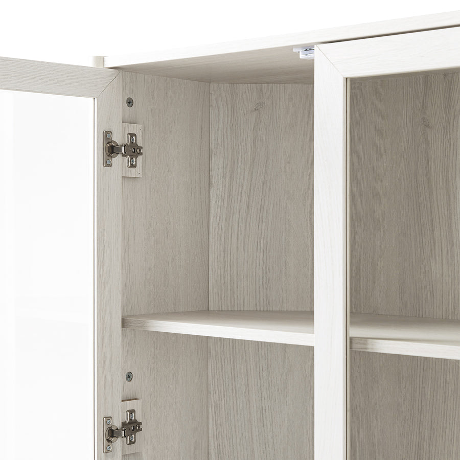 Linden Tall Display Cabinet, White Washed