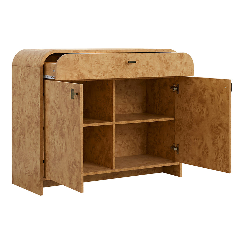 Marcel Small Sideboard with Drawer, Natural Burlwood