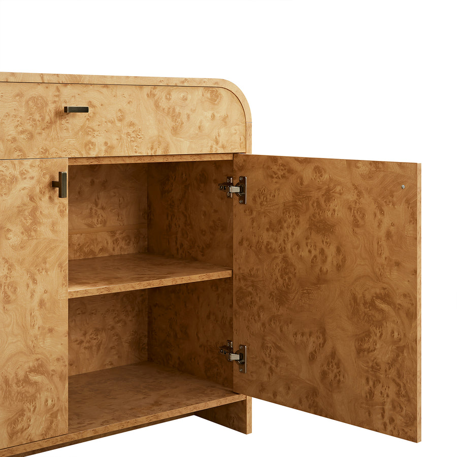 Marcel Small Sideboard with Drawer, Natural Burlwood