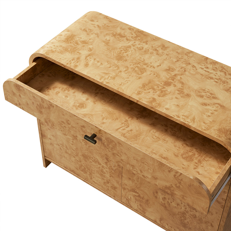 Marcel Small Sideboard with Drawer, Natural Burlwood