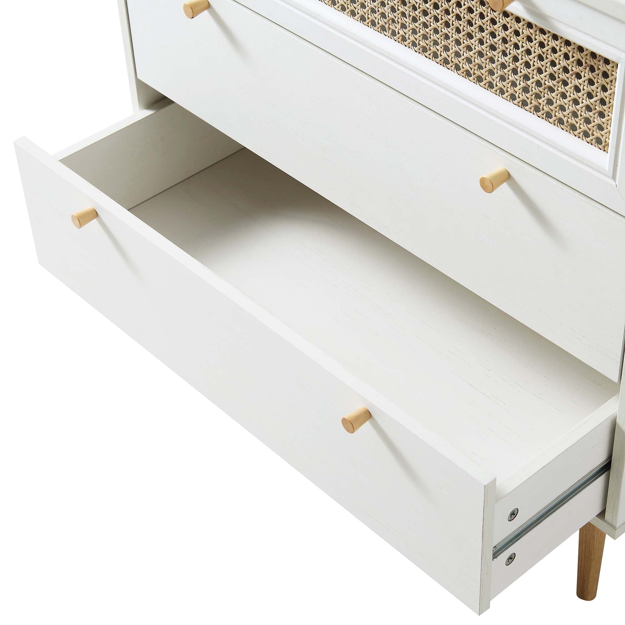 Anya Woven Rattan Chest of 3 Drawers in White