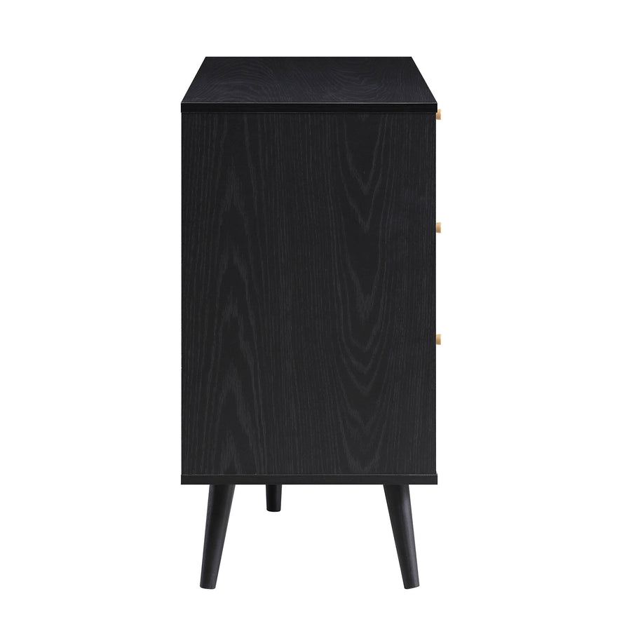 Frances Woven Rattan Chest of 6 Drawers, Black