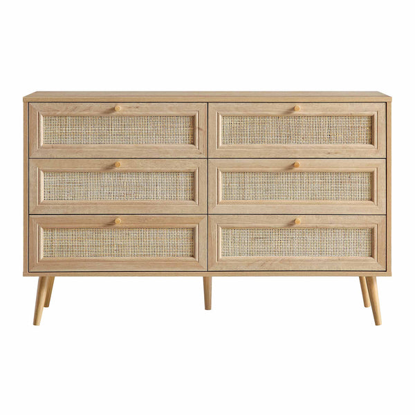 Frances Woven Rattan Chest of 6 Drawers, Natural