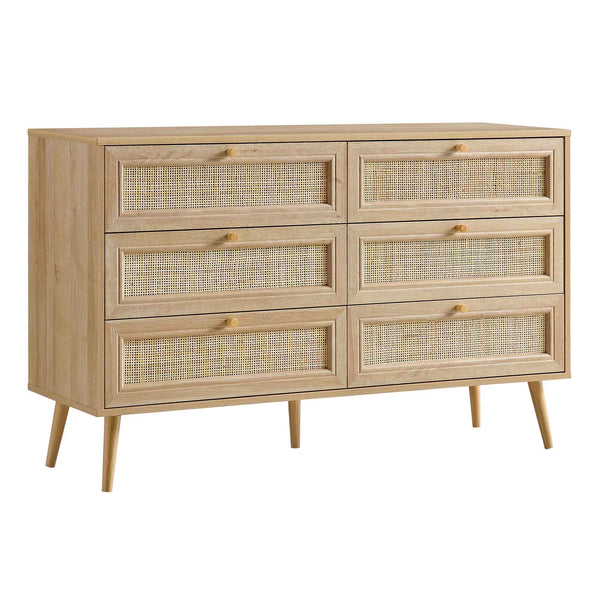 Frances Woven Rattan Chest of 6 Drawers, Natural