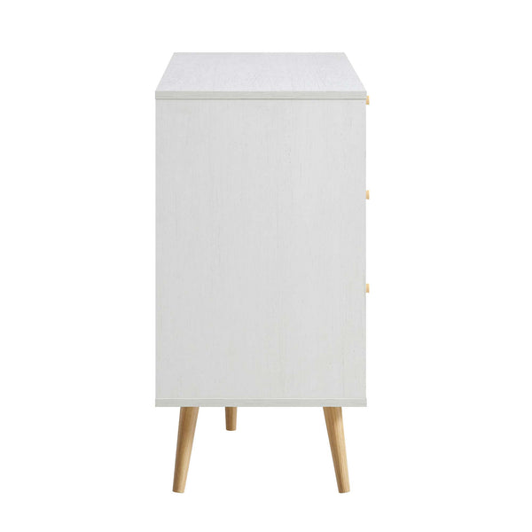 Frances Woven Rattan Chest of 6 Drawers, White