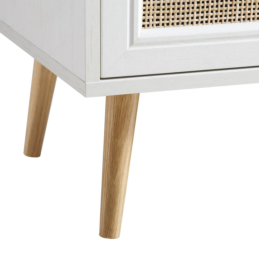 Frances Woven Rattan Chest of 6 Drawers, White