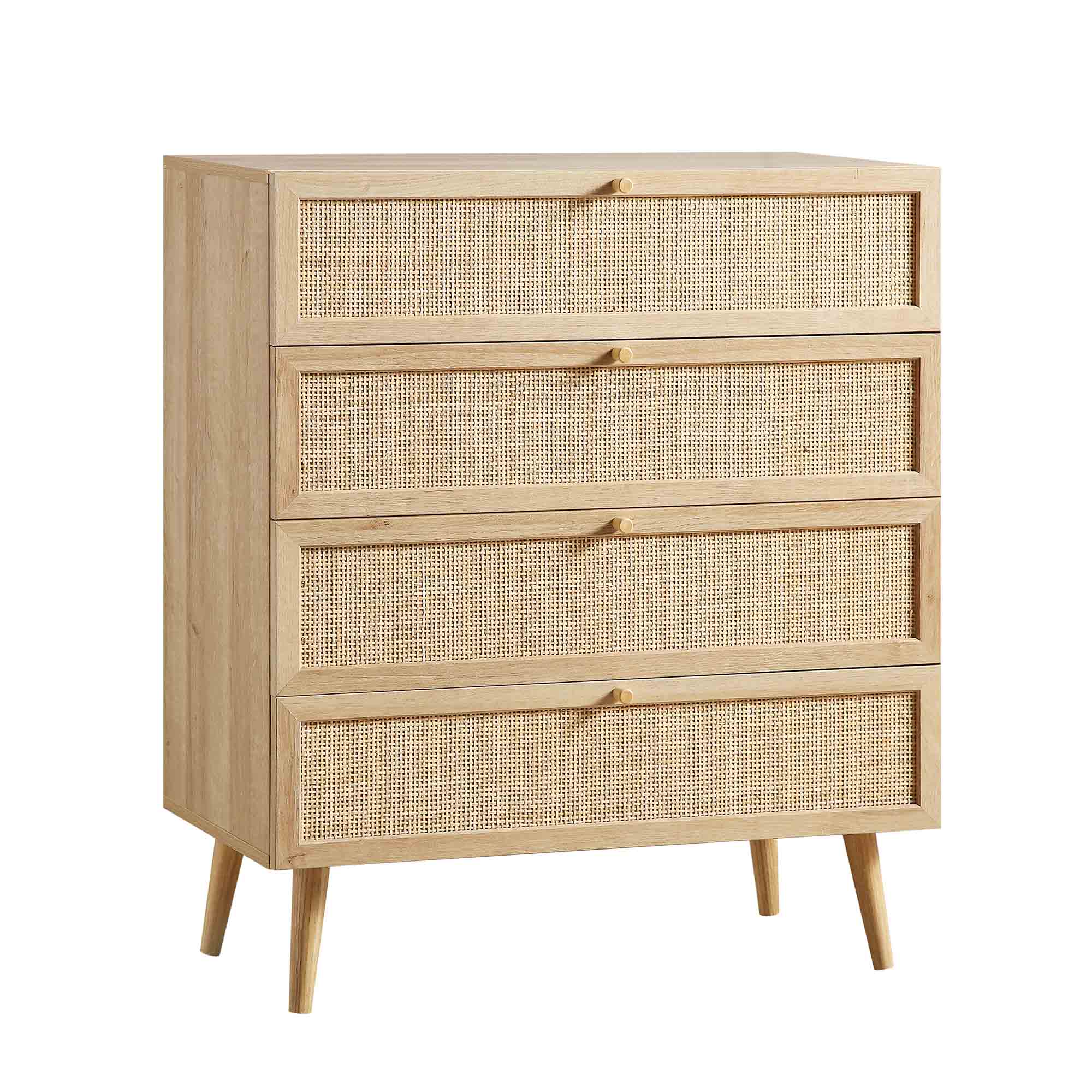 Frances Woven Rattan Tall Chest of 4 Drawers, Natural | daals